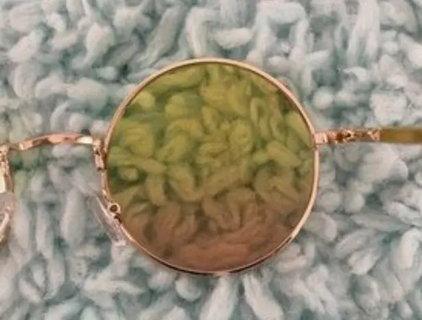 Round Yellow Lens and Gold Metal Frame Sunglasses NWOT