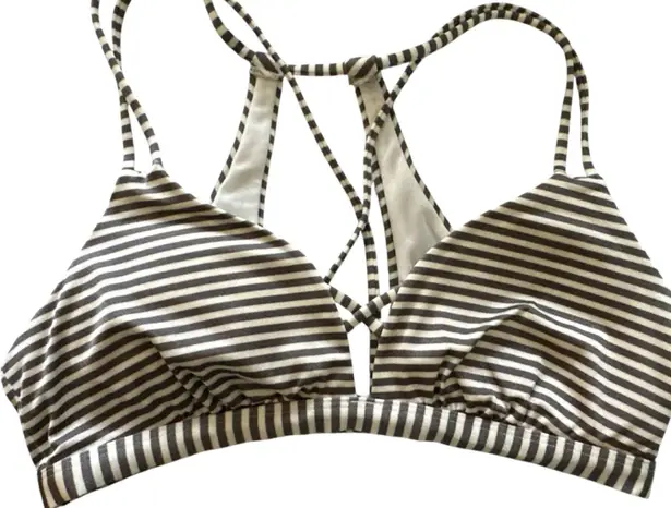 Athleta  Grey White Striped Bralette Bikini Top Small