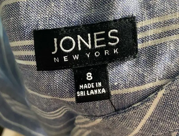 Jones New York 3/$20 NEW  Blue and White Linen Blend Belted Dress