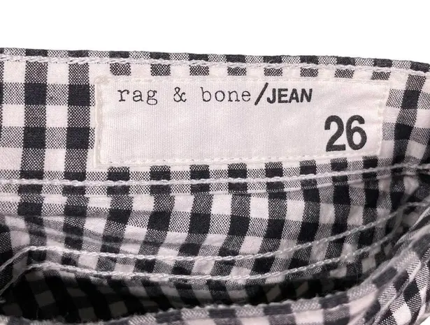 Rag and Bone  10 Inch Capri Gingham Jeans Black White Size 26