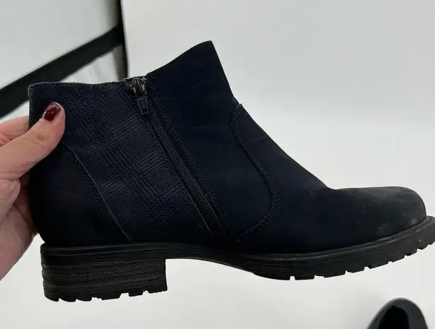 Earth Jordan Zip Ankle Boots Womens Size 9 B navy blue Burnished Suede Leather