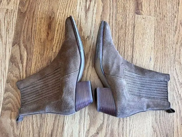 Sandro Leather Suede ankle boots Brown with elastic Size 36 Round Toe Block Heel