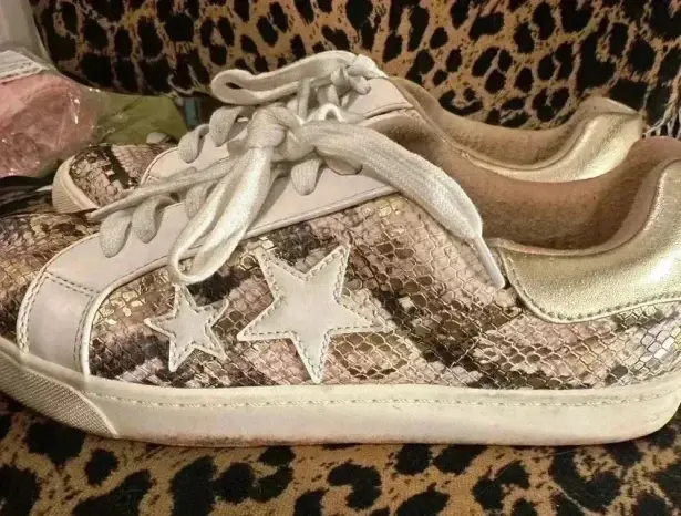 Soda White and Gold Sneakers