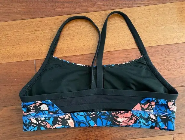 Lululemon  Rise and Run Bra Mini Paint Storm Harbor Blue Multi / Black