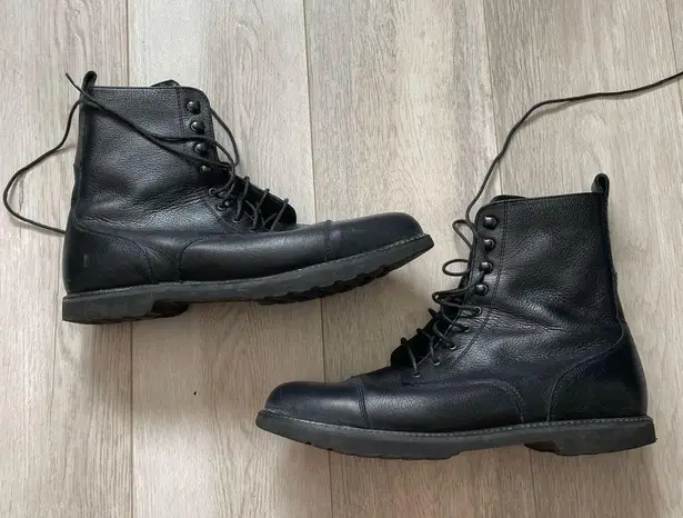 Rockport Leather Boots lace up womens Black (size 7.5) vibram morflex combat