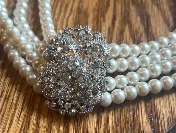 INC International Concepts Silver Glitter Clutch and bridal pearls