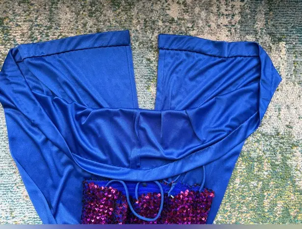 Vintage 80s sequin tank dress with matching shawl set, size 10 Purple