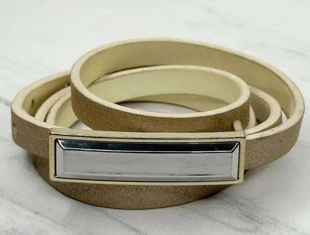 Skinny Reversible Metallic Belt Size Medium M Large L Womens Gold