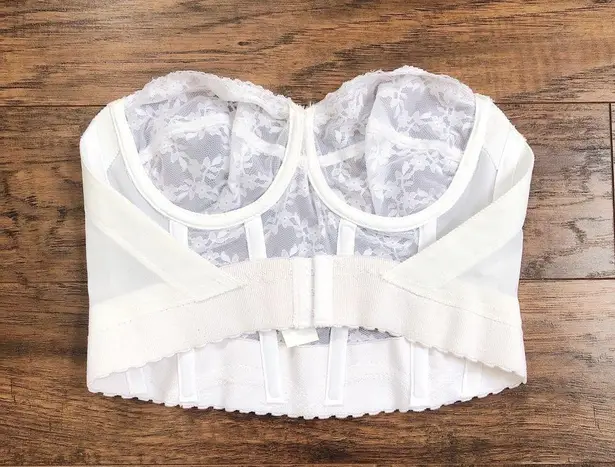 vintage • white lace cropped bustier corset strapless sheer sexy longline bra Size undefined