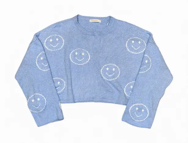 Moon & Madison Cropped Knit Sweater Blue Size L
