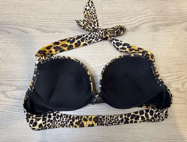 Victoria's Secret  Y2K Women’s Swim Push Up Leopard Skull Bikini Top Size 34 B