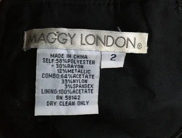 Maggy London Black Sleeveless Formal Cocktail Mini Dress Size 2