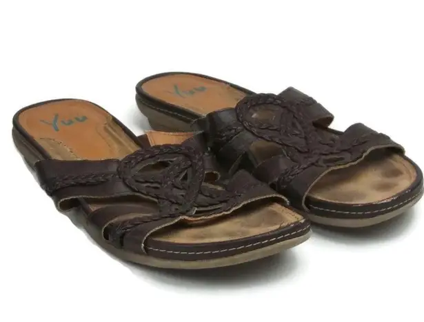 YUU Acelin Sandal Women's Brown Leather Slides 8M Size 8