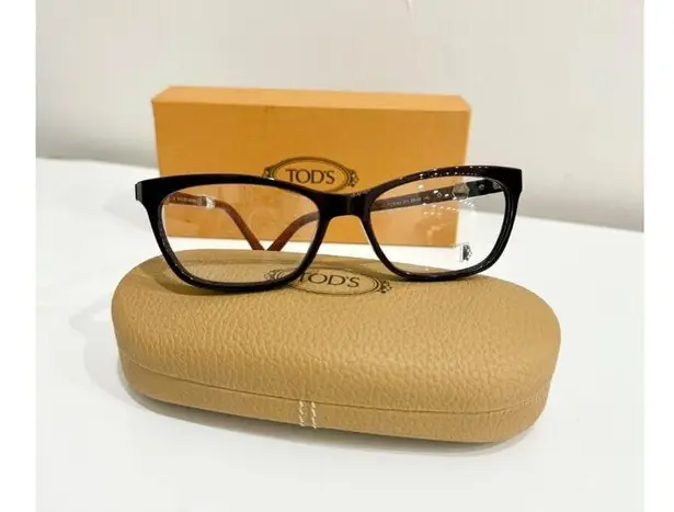Tod's NWT TO5143 071 Bordeaux Maroon Acetate Frame Optical Rectangle Eyeglass