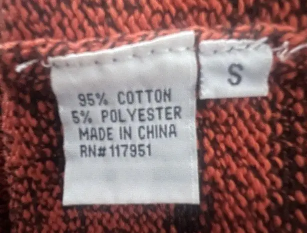 Haiku Sweater Womens Size S Orange Black Marled Knit Crochet Accents Square Neck