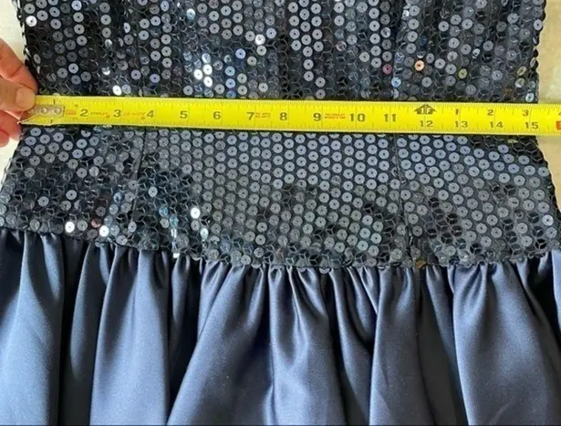 Vintage Sequin Formal Short Dress Party 80s Rimini Sz 6 Royal Blue Long Sleeve