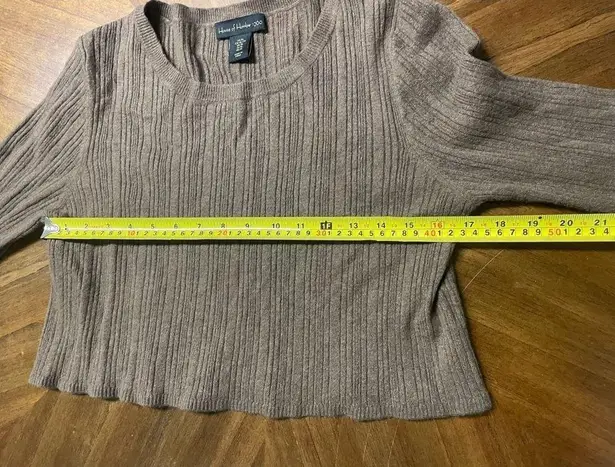 House of Harlow 1960 Brown Ribbed Cropped Long Sleeve Sweater Size XL Soft