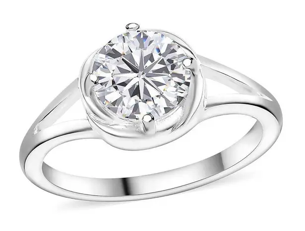 D'Joy Simulated Diamond 2.25 ctw Solitaire Ring in Sterling Silver (Size 8.0)