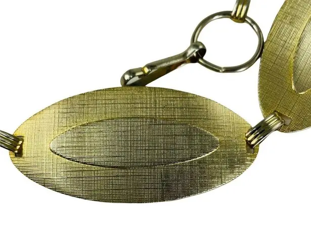 Vintage Chain Belly Band Belt Necklace Gold Tone Metal Oval Shaped Links u