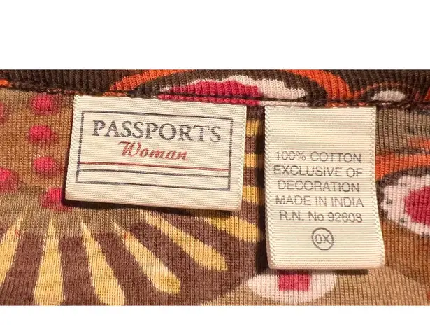 Passports  Woman‎ Green Orange Pink Yellow White Top Size 0X 23 1/2" Long x 24"