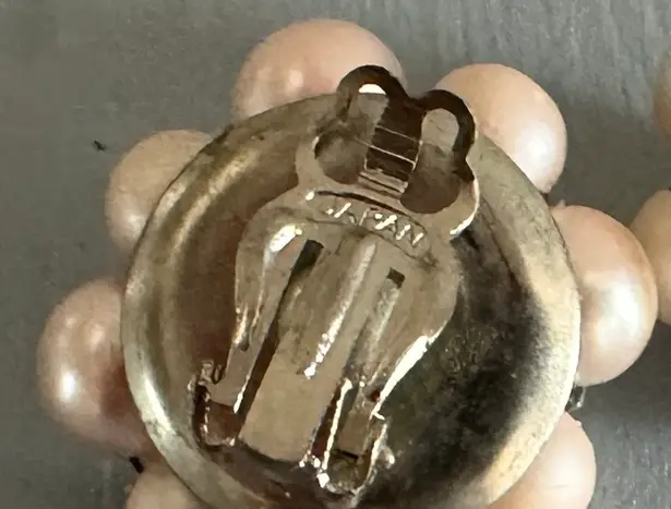 Gorgeous Vintage Beaded Cluster Clip On Earrings Mauve Pink Beads Signed Japan