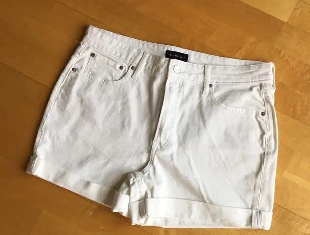 Free Assembly Cuffed, High Rise, Jean Shorts, Ivory, Cream, Ecru, Size 14 Tan