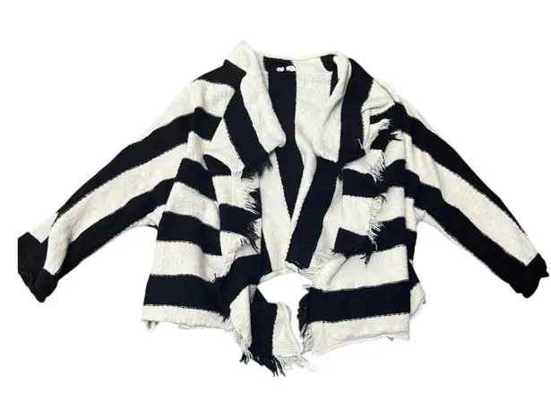 Moth Anthropolgie Cardigan Sweater XS/S Open Black Cream Preppy Boho Festival Size undefined