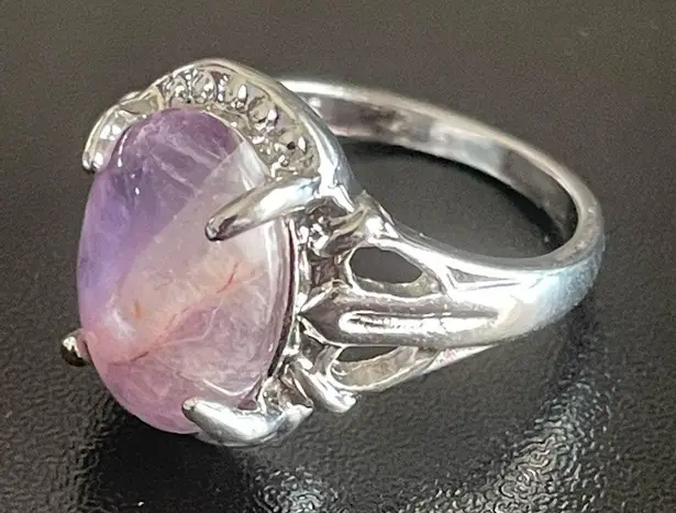Amethyst Natural purple silver ring size 7.5