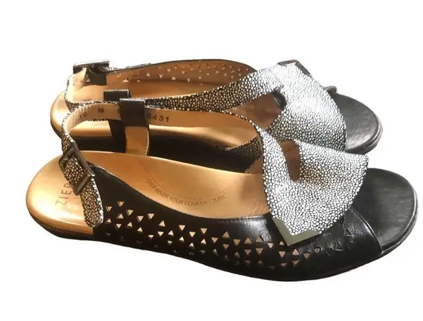 Ziera Emma Black Stingray Adjustable Strap Comfort Sandals Sz 39/8.5 Speckled