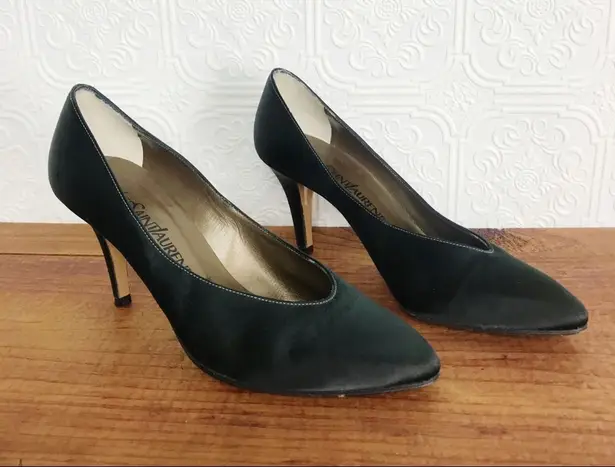 YSL YVES SAINT LAURENT Vintage 90s Satin Stiletto Pumps