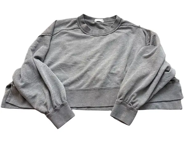 Women's LaBiz Brown Crew Neck Cropped Sweatshirt Small