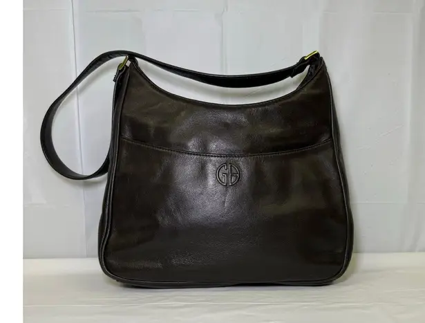 Giani Bernini Dark Brown Leather Shoulder Bag Purse Hobo Style