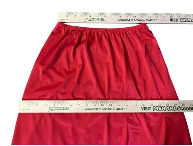 Vanity Fair Vintage Half Slip Red Nylon Lace Trim Womens M 26" USA