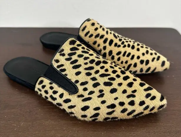 Jenni Kayne Mules Womens 37/ US 7 Pony Hair Cheetah Print Pointed Toe Shoes