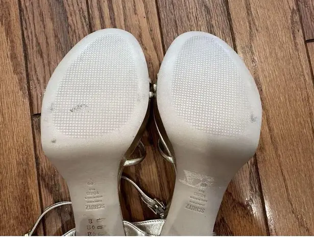 Schutz Kelsie Platform Sandal Heels Metallic Size 10.5 STORE MODEL