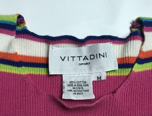 Adrienne Vittadini Vtg 80's Vittadini Sport Tunic Sweater Womens Oversized M Cotton Pink Stripe