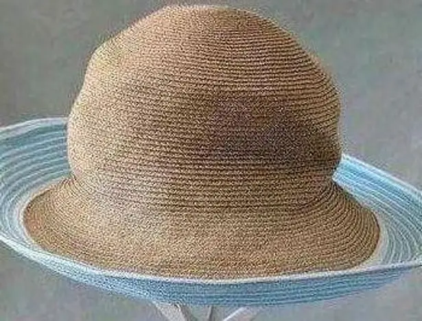 ERIC JAVITS Hampton Sun Hat Squishee Straw Packable Wide Brim Natural Gold Blue Tan