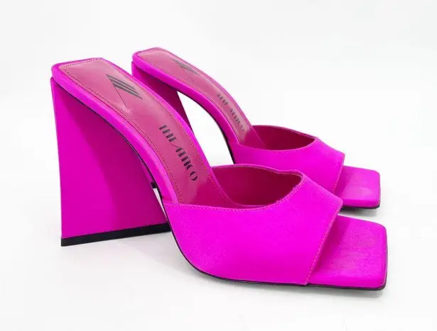 The Attico Devon 115 Pink Satin Mules 37 Size 6