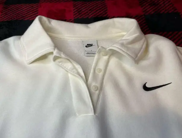 Nike Phoenix Fleece Three Quarter Sleeve Collared Cropped Sweatshirt-Large White