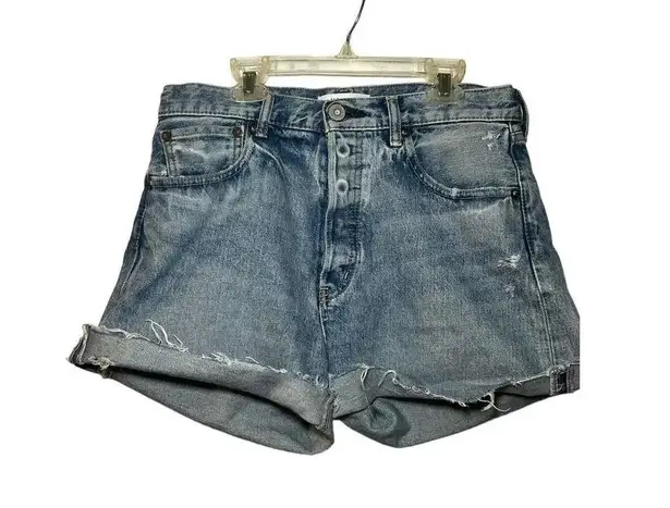 Moussy Vintage Jean Shorts High Waisted Distressed Size 27 Blue