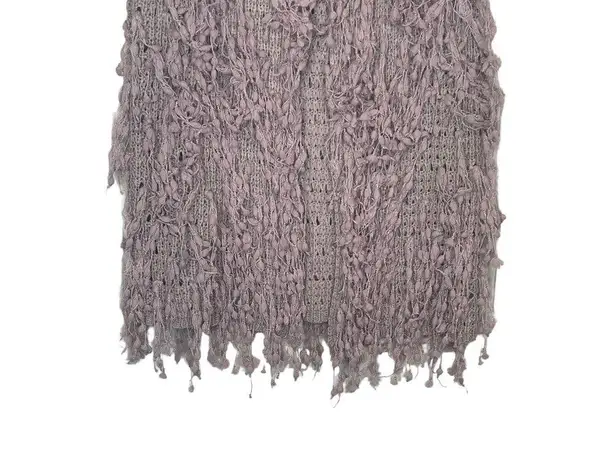 Umgee  Women's Cardigan Wrap Shaggy Open Front Fringe Vest Sleeveless Grey Large thumbnail 5