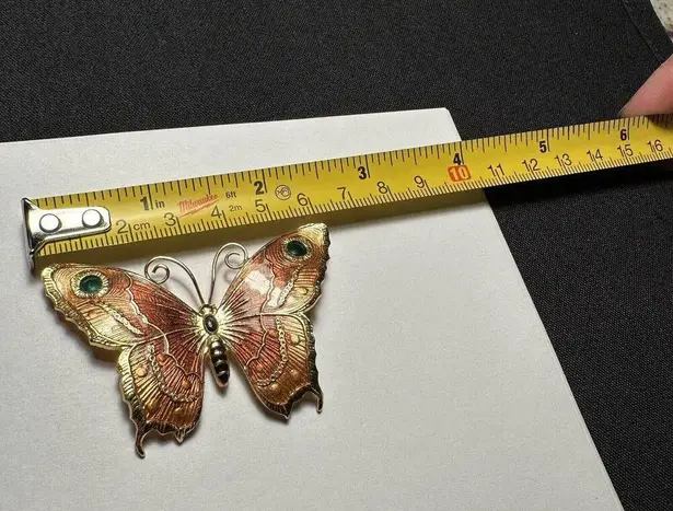 Enamel Butterfly Insect Brown & Gold Tone Brooch Pin