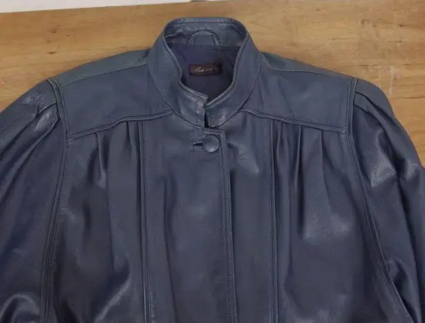 Bally Of Switzerland Leather Italian Made Navy Vintage Jacket Size 8