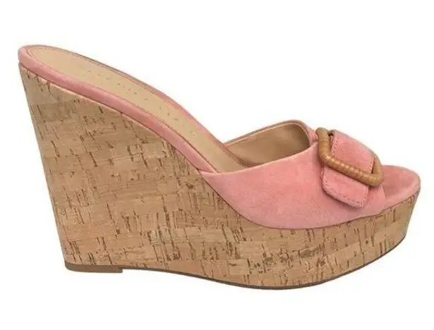 Veronica Beard Donata Suede Sandals Wedges in Pink