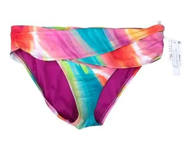 Bleu Rod Beattie NWT Multi Brushstroke Front Band Colorful Bikini Bottom Size 14