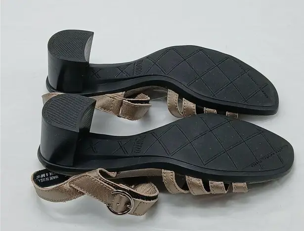 Munro Hallie Strappy Sandal Womens 6M Taupe . Metallic Leather Block Heel Shoes