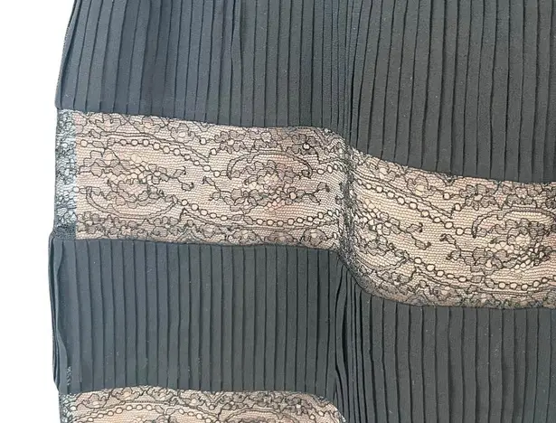 Red Valentino Black Satin Pleated Lace Panel Sheath Cocktail Dress Size 42/US 8