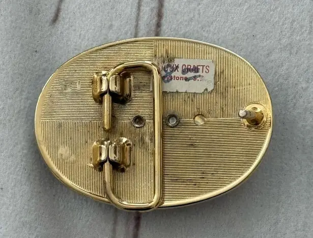 Vintage WESTERN BELT BUCKLE SILVER TONE W/ OVAL AGATE STONE Unisex, Cowboy Girl Gold