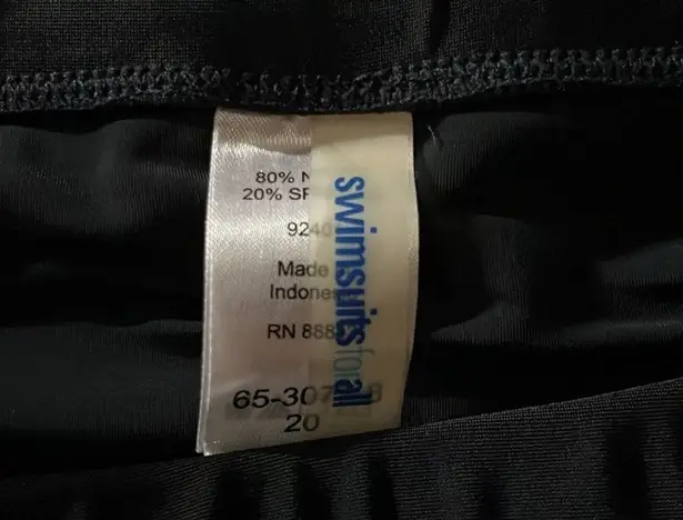 Swimsuits for All Size 20 Classic Black Bathing Suit Swim Skirt w/ Panty Liner