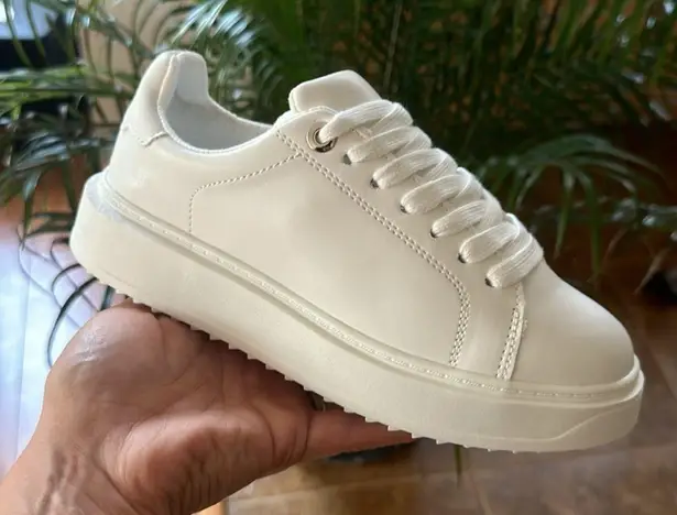 Soda White Vegan Leather Lace Up Sneaker